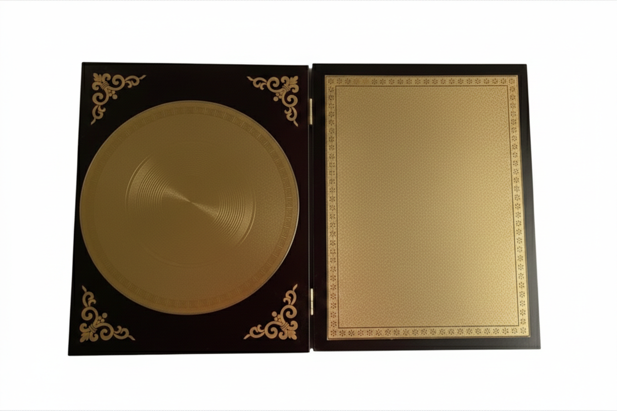 درع خشبي فاخر واجهة ذهبي مقاس 28 سم