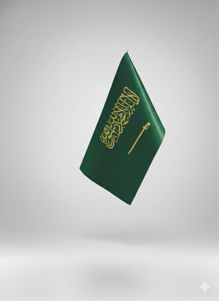 علم السعودية ذهبي مكتبي طاولة 24X14سم بدون سارية