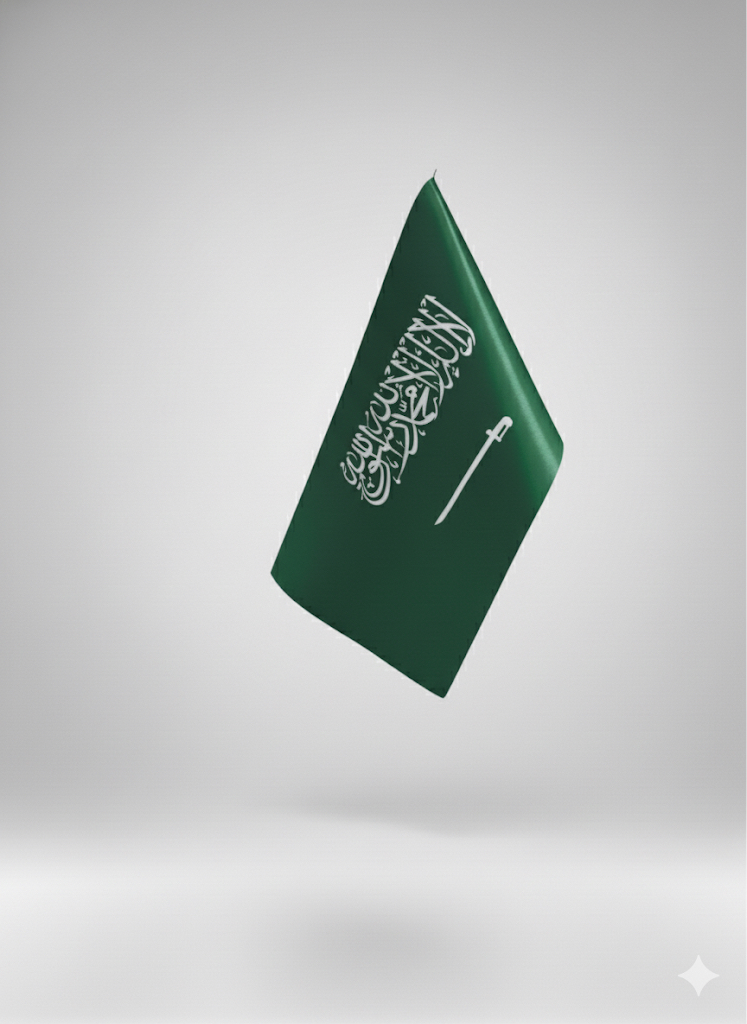 علم السعودية فضي مكتبي طاولة 24X14سم بدون سارية